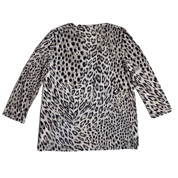 Jones New York Animal Print 3/4 Sleeve Shirt Large 💚 SALE - Picture 2 of 8